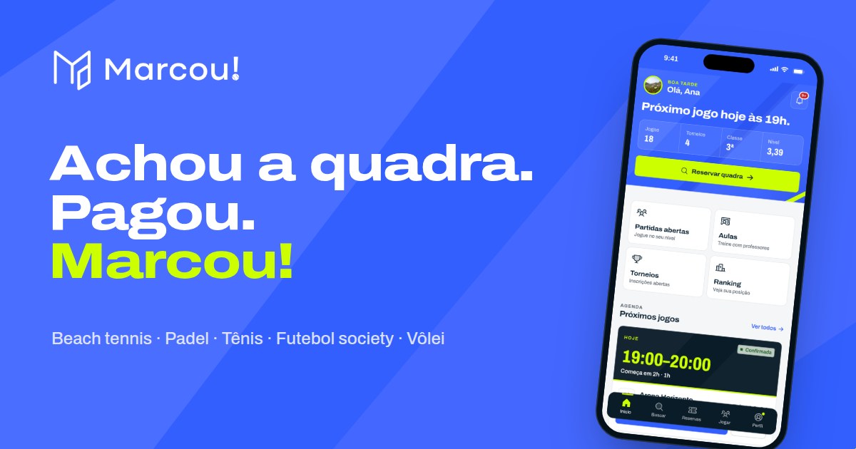 Tela de apresentação do Marcou!